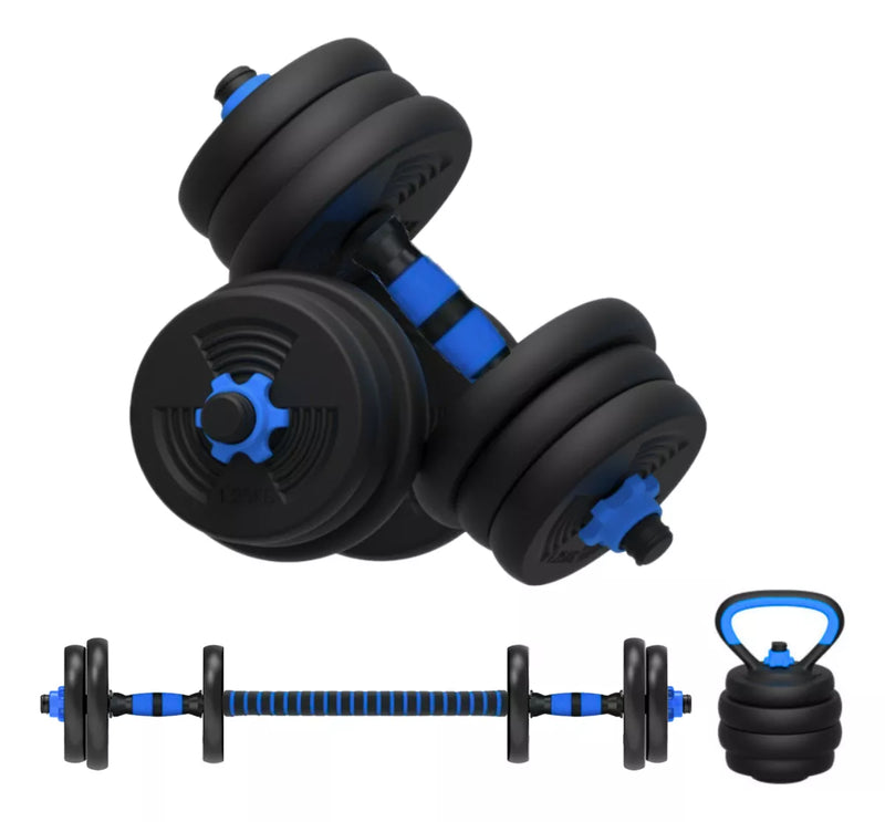 Kit Barras Anilhas 10kg Musculação Treino Funcional 17 Peças