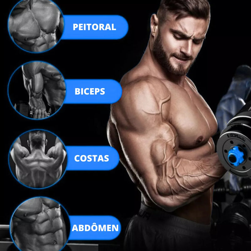 Kit Barras Anilhas 10kg Musculação Treino Funcional 17 Peças